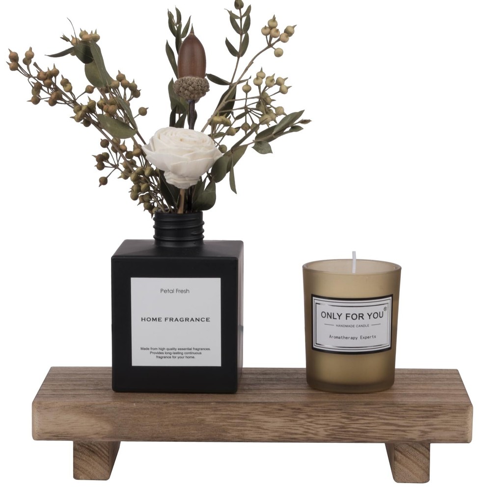 Rustic Wood Tray Pedestal Stand for Farmhouse Bathroom Decor