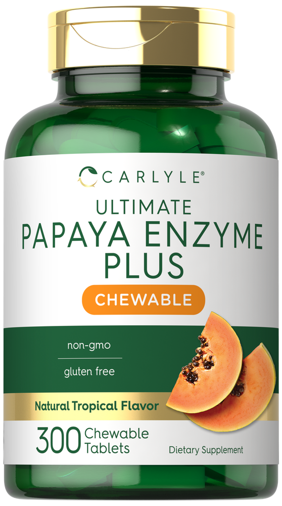 Papaya Enzyme Chewable Tablets | 300 Count | Vegetarian, Non-GMO | by Carlyle