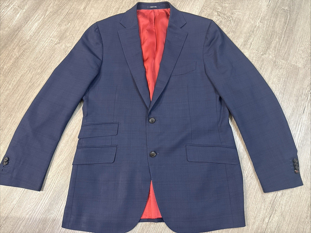 Suitsupply Sienna Navy Windowpane Sport Coat 40R Drago Super 130s wool blazer