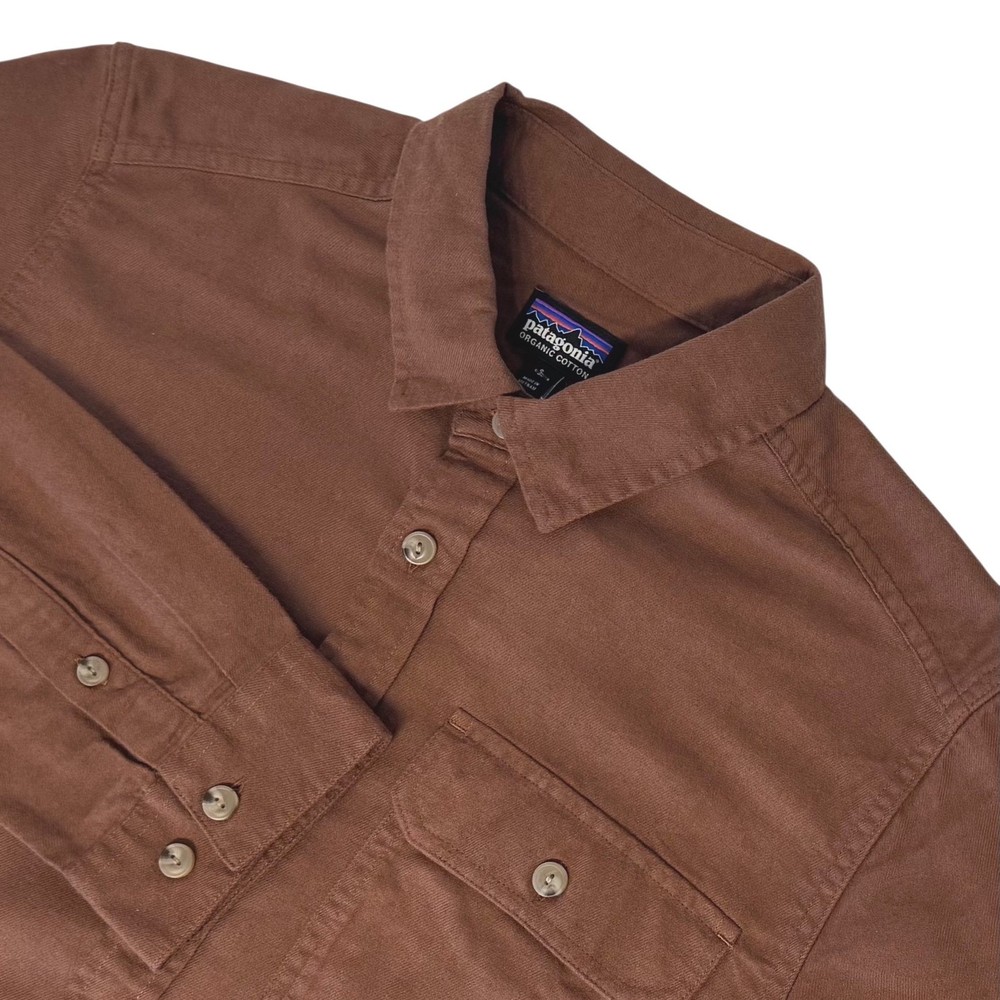 Patagonia Mens Size SMALL Organic Cotton Flannel Shirt Moose Brown Long Sleeve
