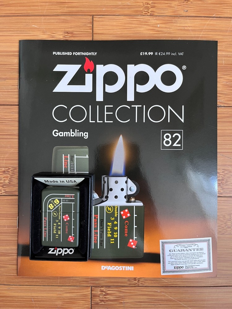 NEW DEAGOSTINI ZIPPO WINDPROOF LIGHTER COLLECTION ISSUE 82 GAMBLING & MAGAZINE