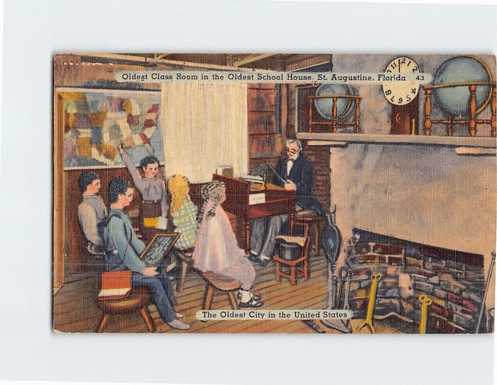 Postcard Oldest Class Room in the Oldest School House St. Augustine Florida USA