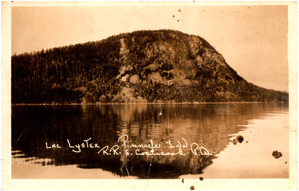Lac Lyster & Mount Pinnacle Quebec Canada Scenic View 1930s RPPC Postcard Photo