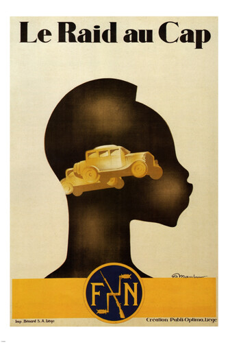 Le Raid au Cap VINTAGE POSTER Auguste MAMBOUR BELGIUM 1928 20x30 UNIQUE new