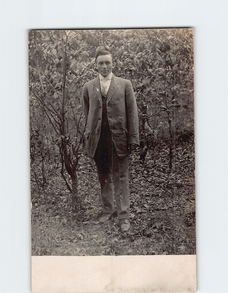 Postcard Vintage Black & White Picture of a Man in Suit
