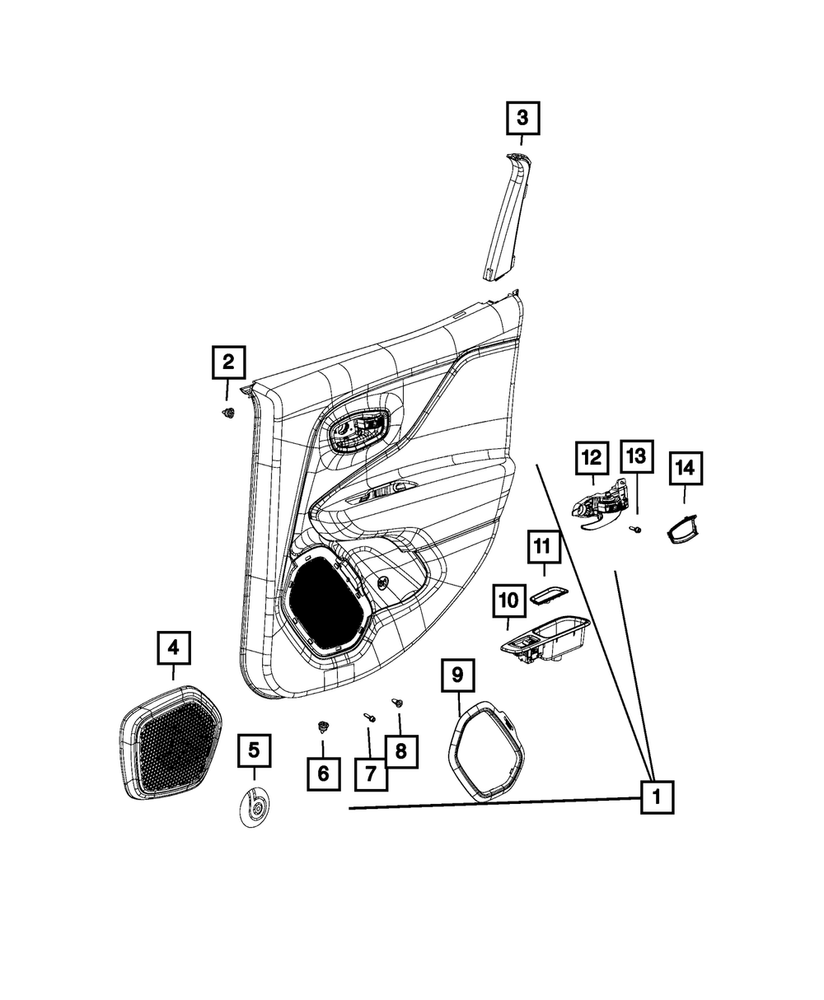Genuine Mopar Rear Door Trim Panel Right 6MT66U00AA