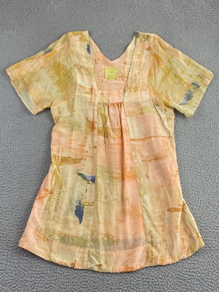 Maeve Anthropologie Womens Watercolor Tunic Top Artsy Silk Crepe Boho Size Small