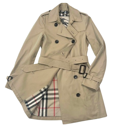 Burberry The Kensington Long Trench Coat with Nova Check Lining size XS
