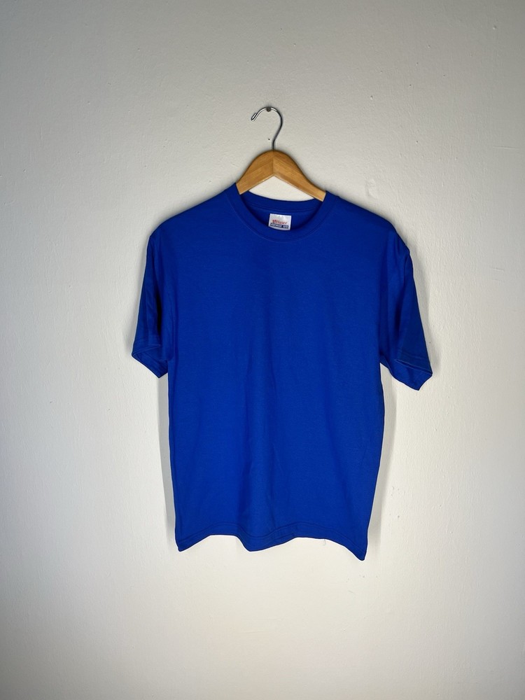 Hanes Heavyweight 50/50 Blank T-Shirt L Royal Blue Y2K Vintage Made in Honduras