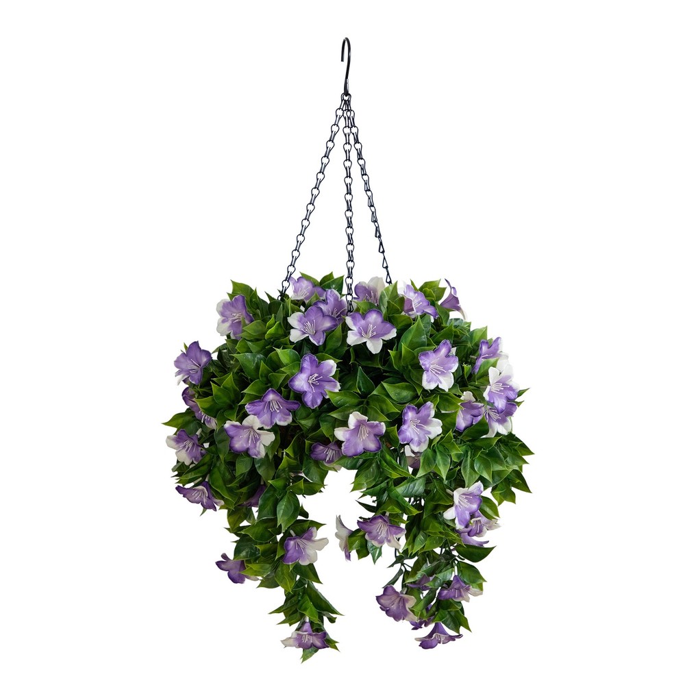 27-in UV Resistant Artificial Azalea Hanging Basket (Indoor/Outdoor)