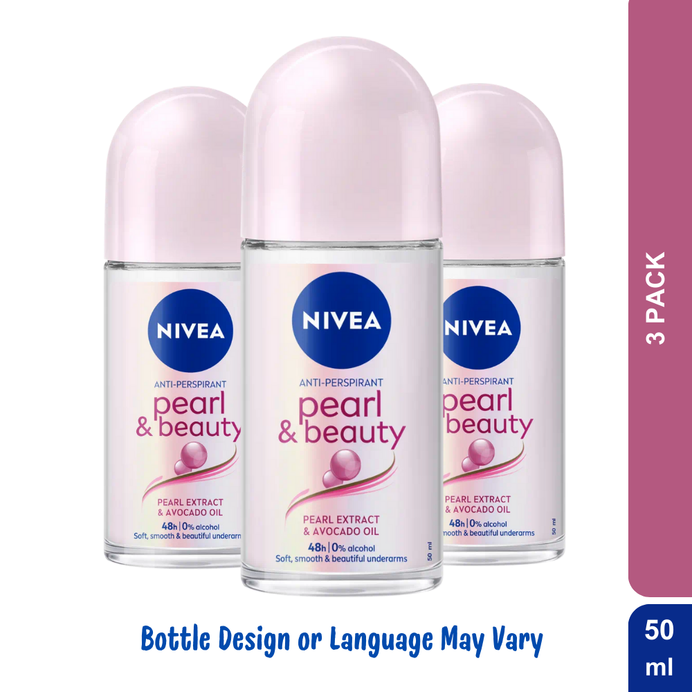 Nivea Pearl & Beauty Roll-On Deodorant 50ml Fresh Elegant 3-Pack