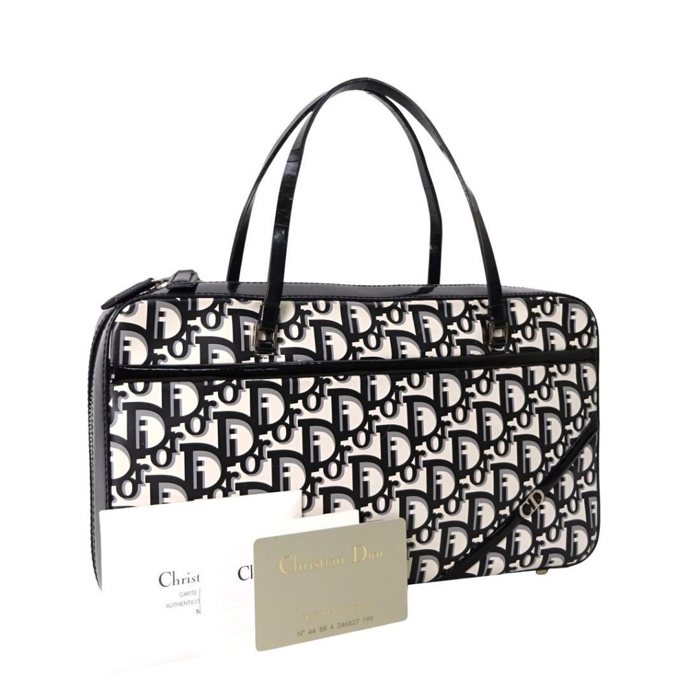 Dior Trotter Leather Small Tote Bag Handbag Used