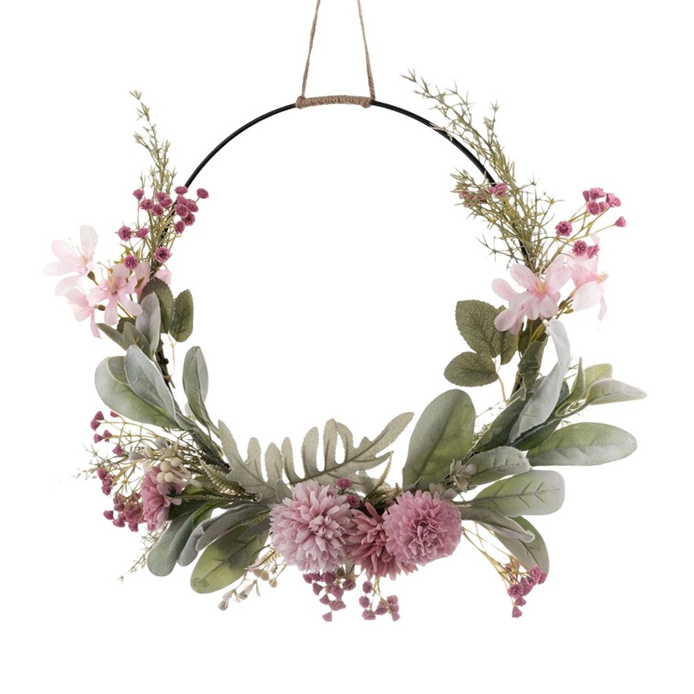 Spring Wreaths For Front Door Artificial Garland Hoop Wreath Home Hanging Decors