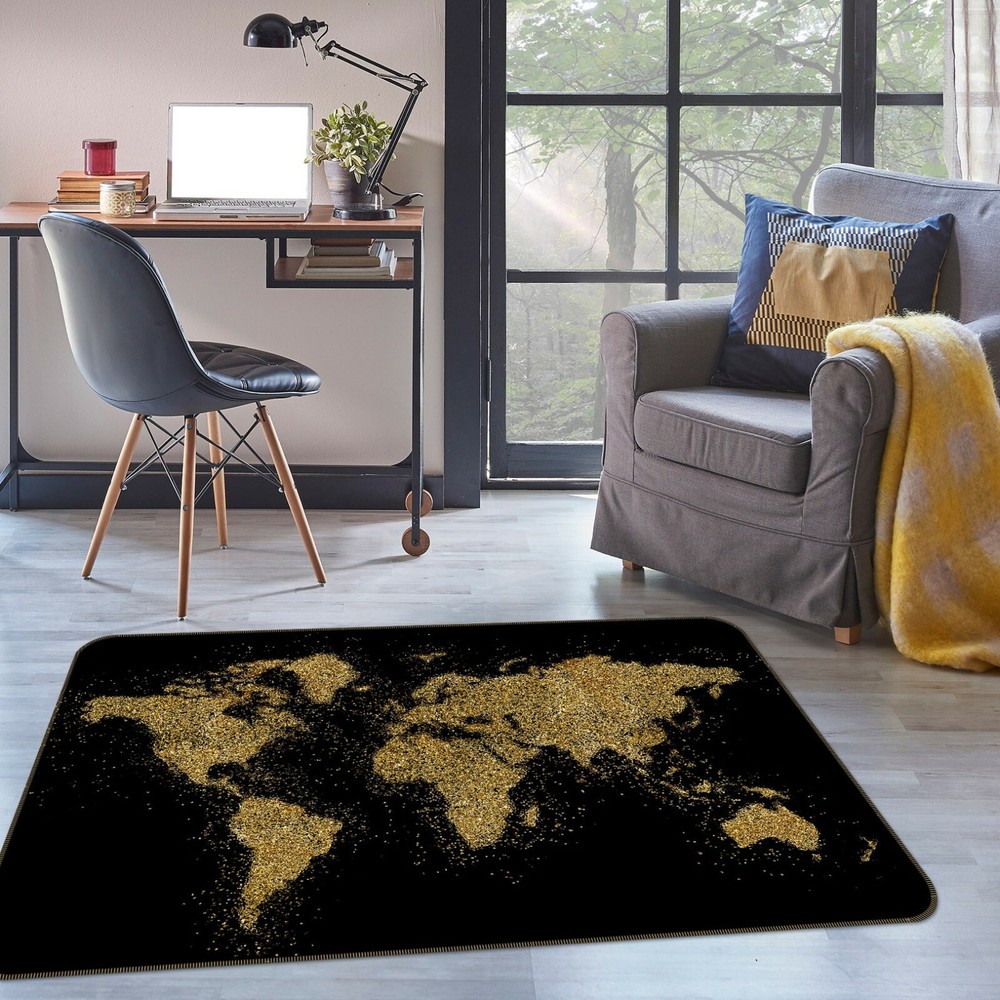 3D Yellow Sand 793NAO World Map Non-Slip Rug Mat Elegant Photo Carpet Fay
