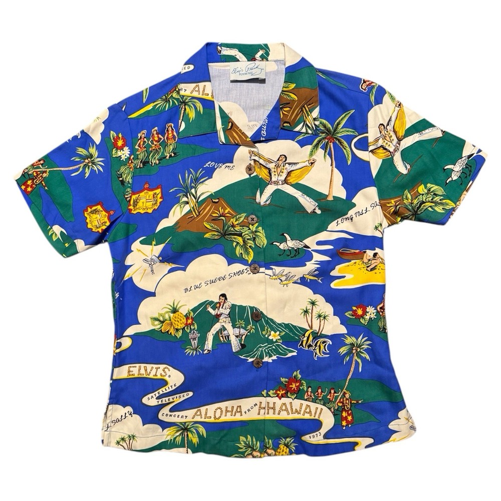 Rare Elvis Presley  “ALOHA from Hawaii, 1973 ” Vintage AOP Hawaiian Silk Shirt