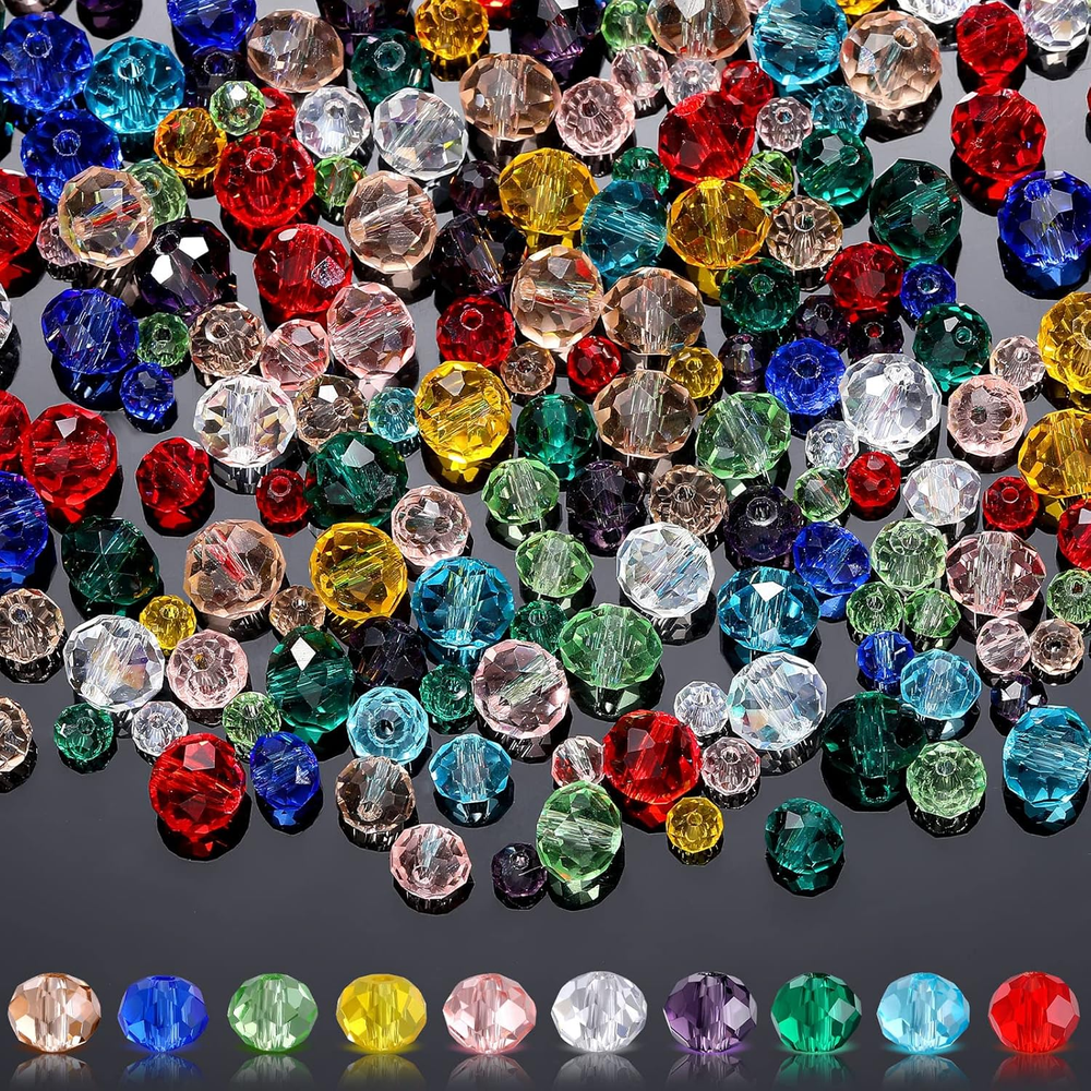 1000pcs Assorted Glass Crystal Beads for DIY Jewelry Making Colorful Faceted Bulk