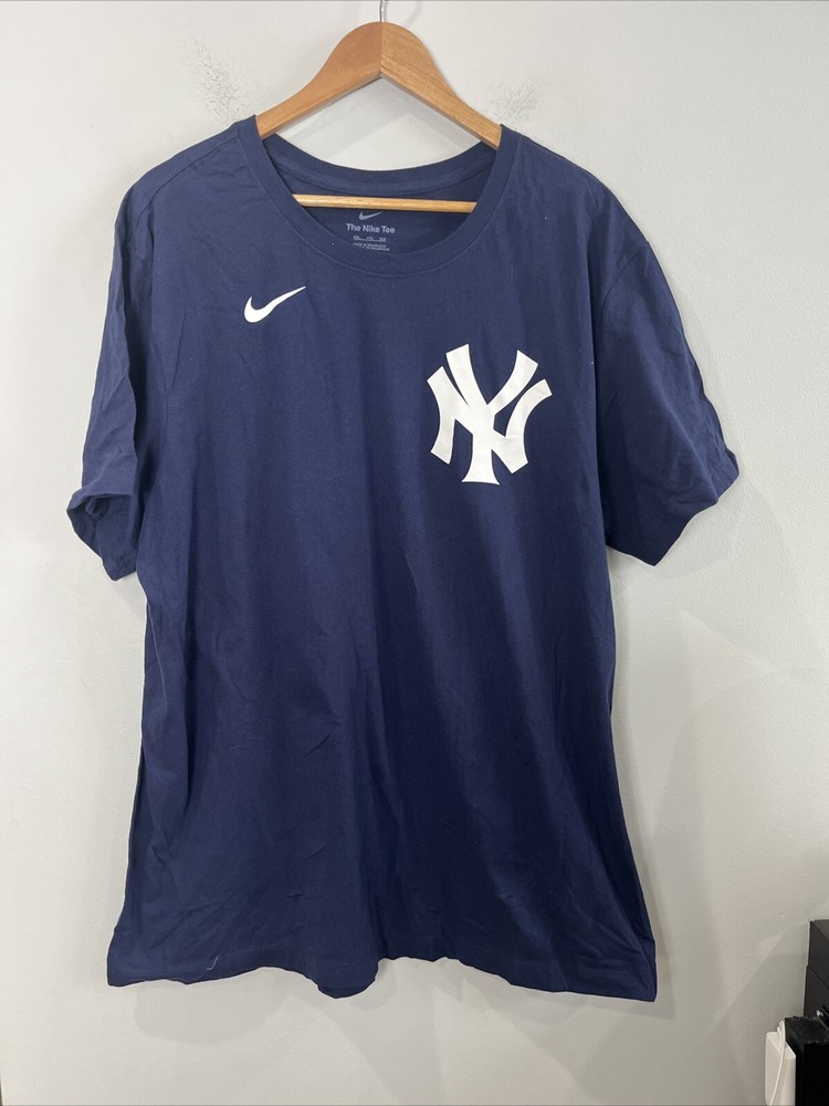 Nike Aaron Judge Shirt Mens XXL Blue New York Yankees Short Sleeve Baseball