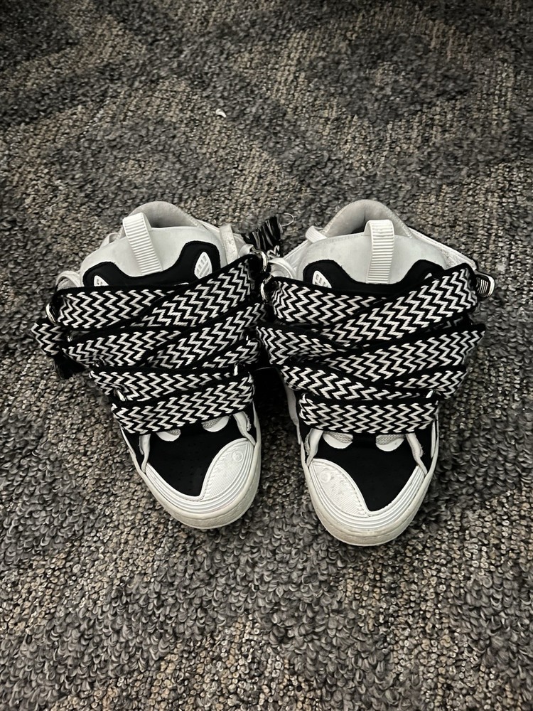 Lanvin Curb Chunky Lace Colorblock Leather Men's Sneakers Black White EU 36