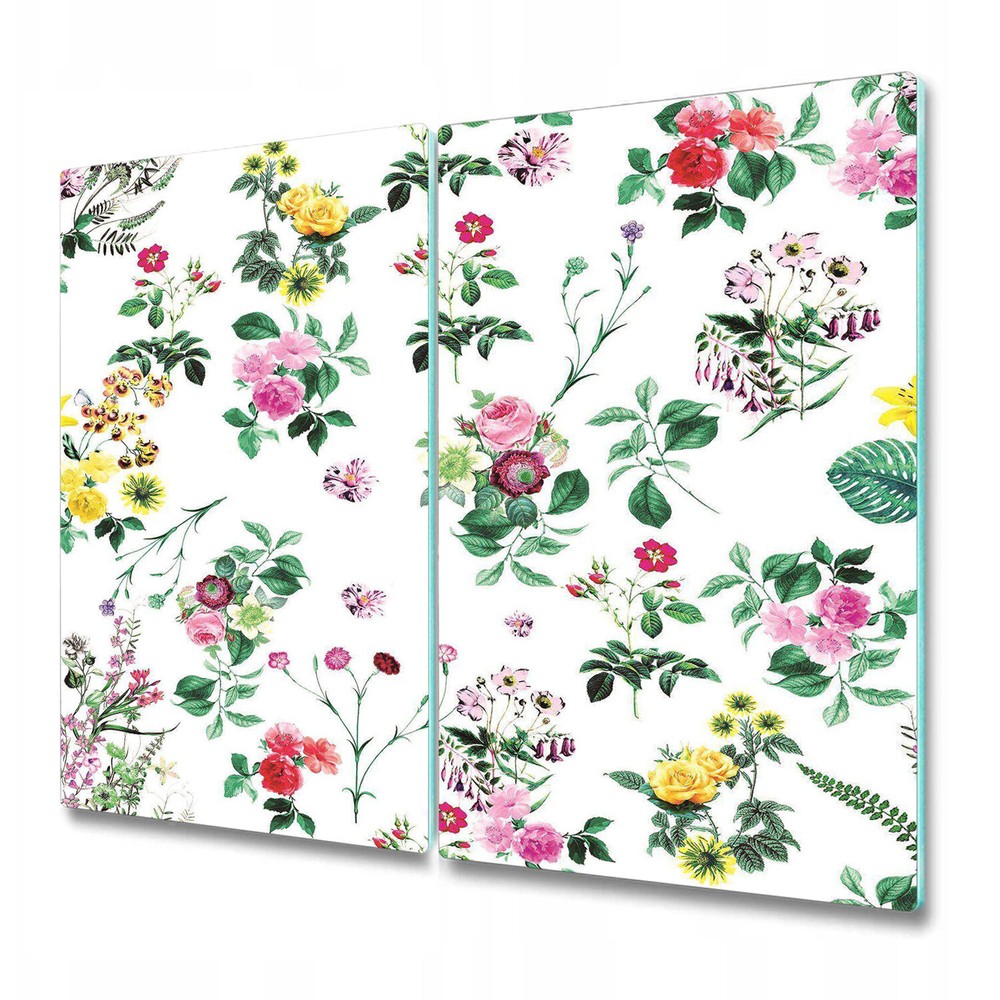 Glass Worktop Saver Field Colourful Flowers Floral Watercolour 2x30x52