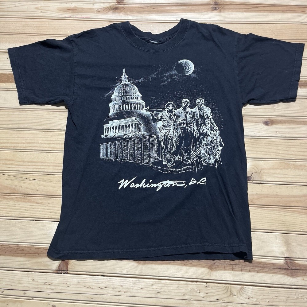 Vintage 90s Washington DC Vietnam War Veterans Art Shirt Size Large