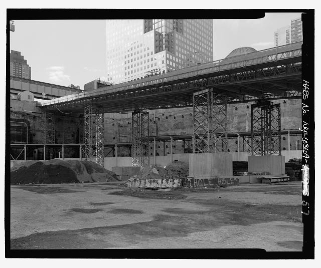 57. View of vehicle ramp and piers in Section A, looking southwest. BH - World