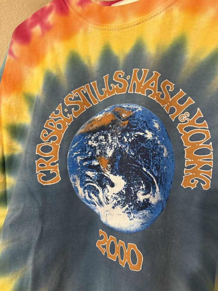Vintage Crosby Stills Nash Young T Shirt Tie Dye Concert Tour 2000