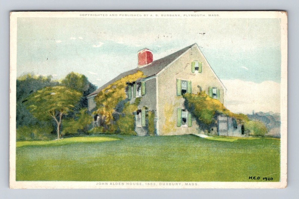 Duxbury MA-Massachusetts, John Alden House, Antique Vintage Souvenir Postcard
