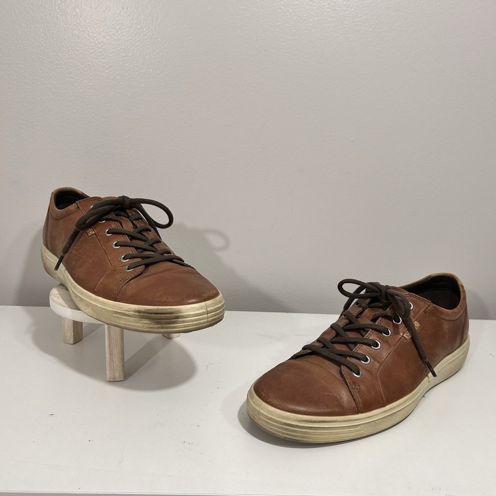 Ecco Soft 7 Shoes Men's US 13 EU 47 Brown Leather Comfort Sneakers