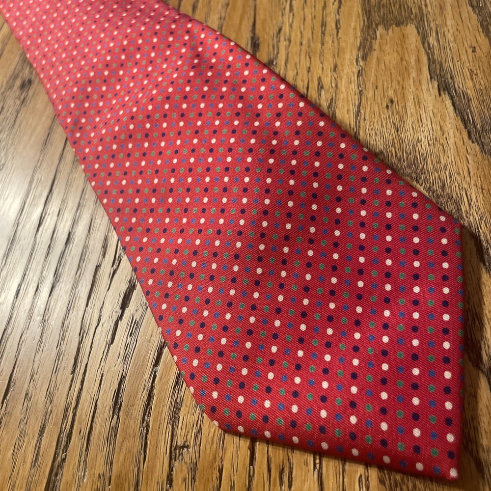 Vintage EUC Turnbull & Asser Silk Tie Polka Dot Necktie Made In England UK