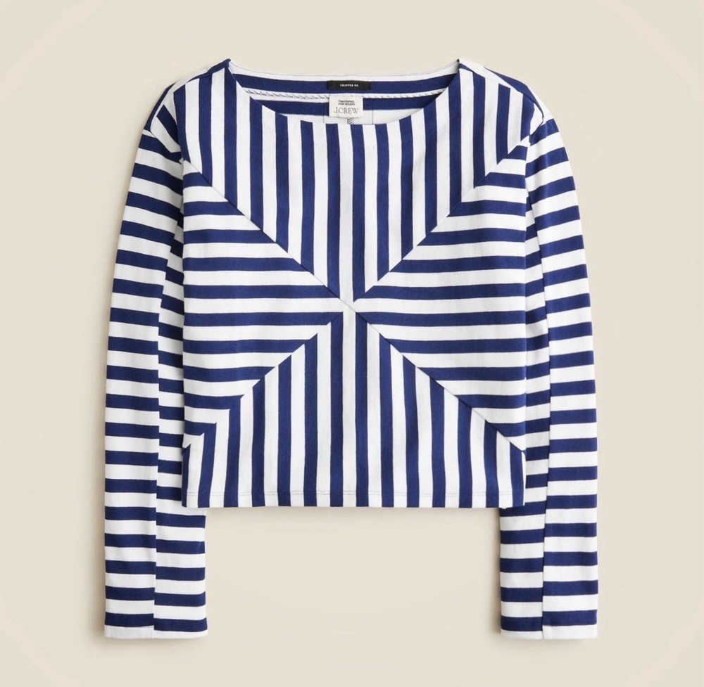 NWT Christopher John Rogers x J. Crew Mariner Cloth Boatneck T-shirt In Stripe