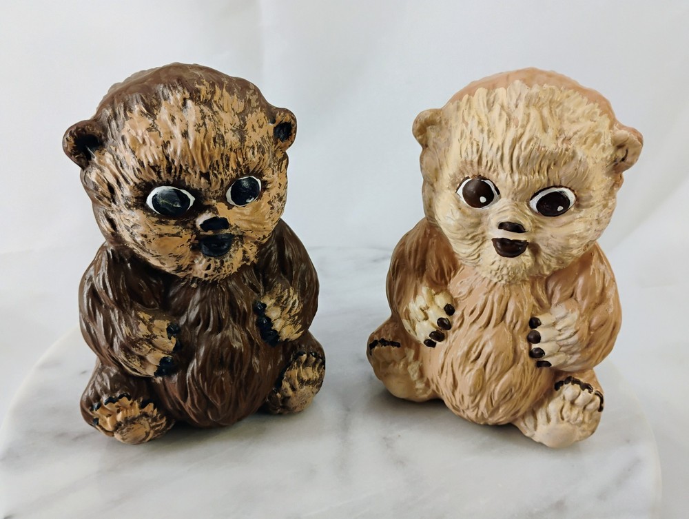 Pair Of Vintage Ceramic Chewbacca? Hand Painted Figurines
