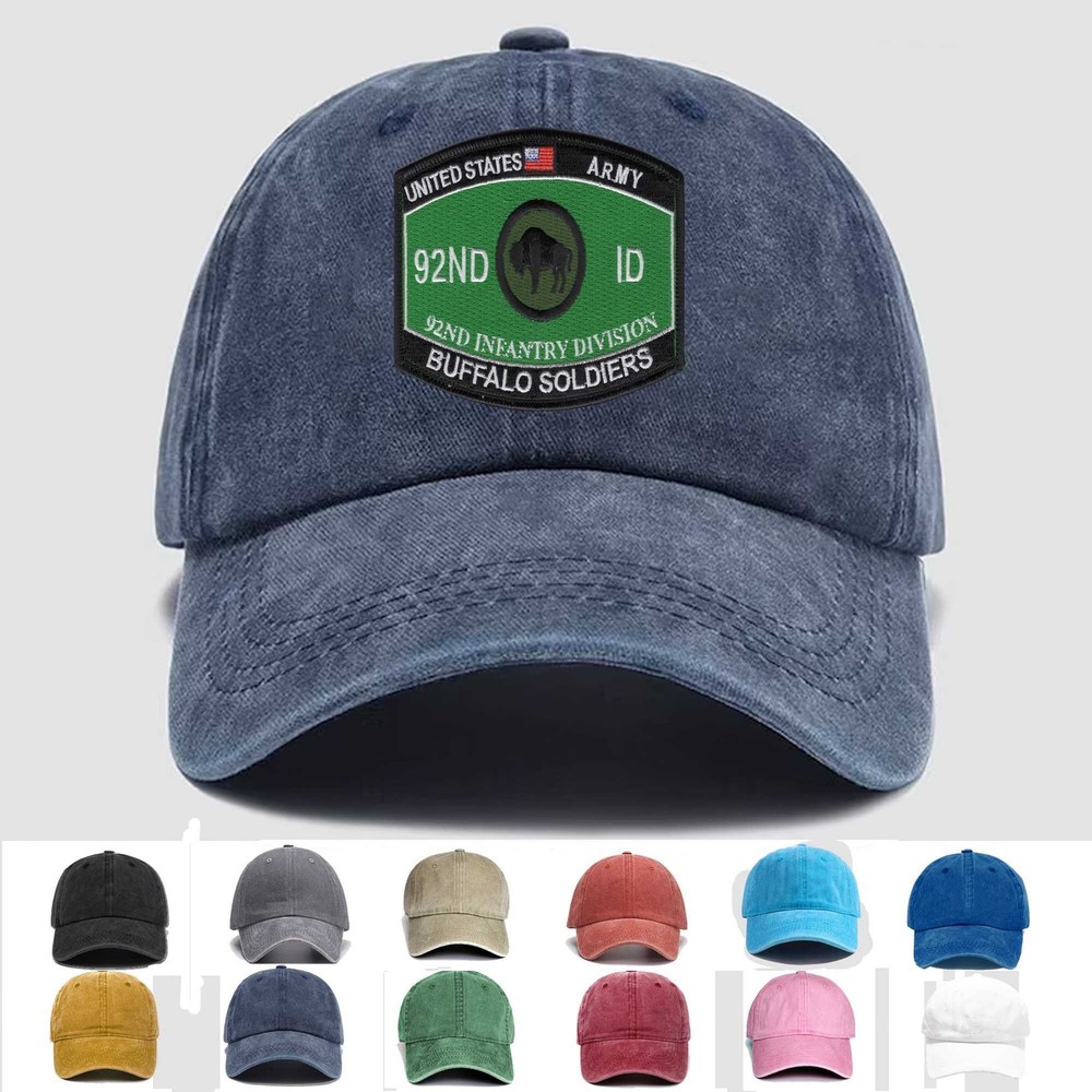 Custom Embroidered Hat 92nd Infantry Division, Veteran Cap, Trucker Hat, Gift