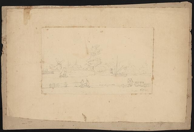 Photo:Cohoes New York Canal 1828 Fishermen Boats Windmill Church Steeple