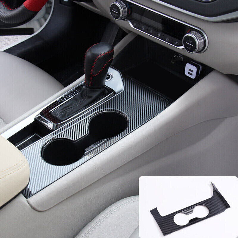 1P Carbon Fiber Look Inner Water Cup Holder Trim Cover For Nissan Altima 2019-22