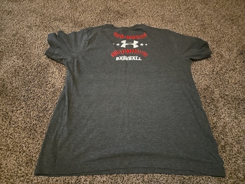 Boys Under Armour Baseball Logo Shirt Youth Large Gray