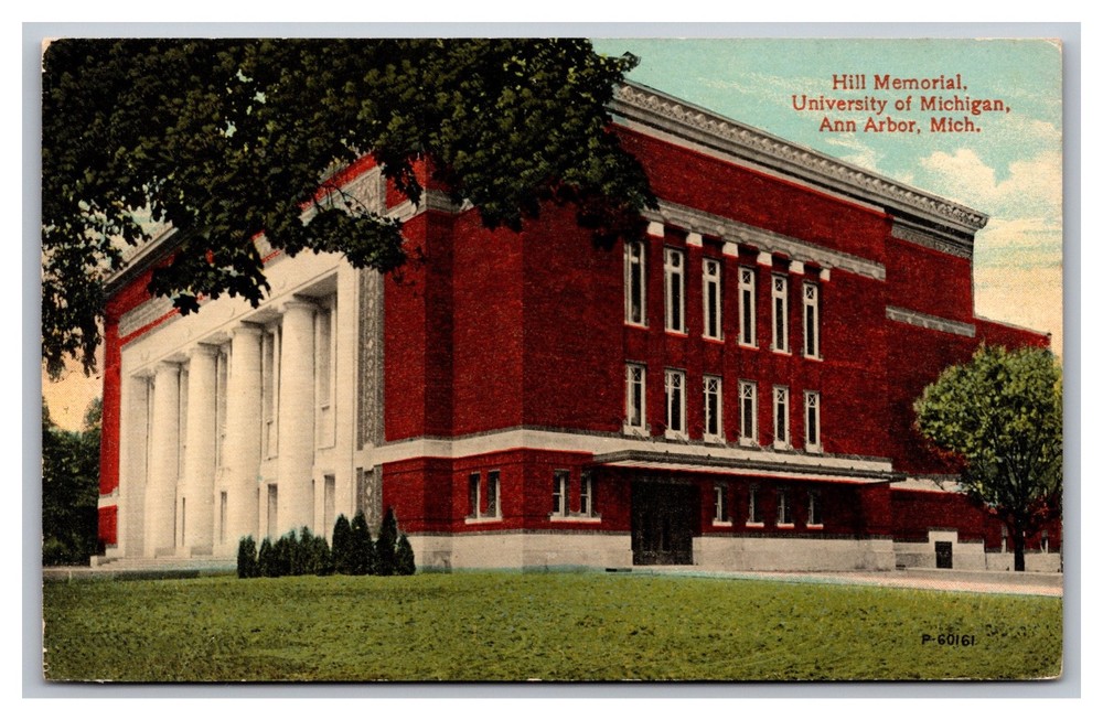 Ann Arbor MI Michigan University Hill Memorial Unposted Divided Back Postcard