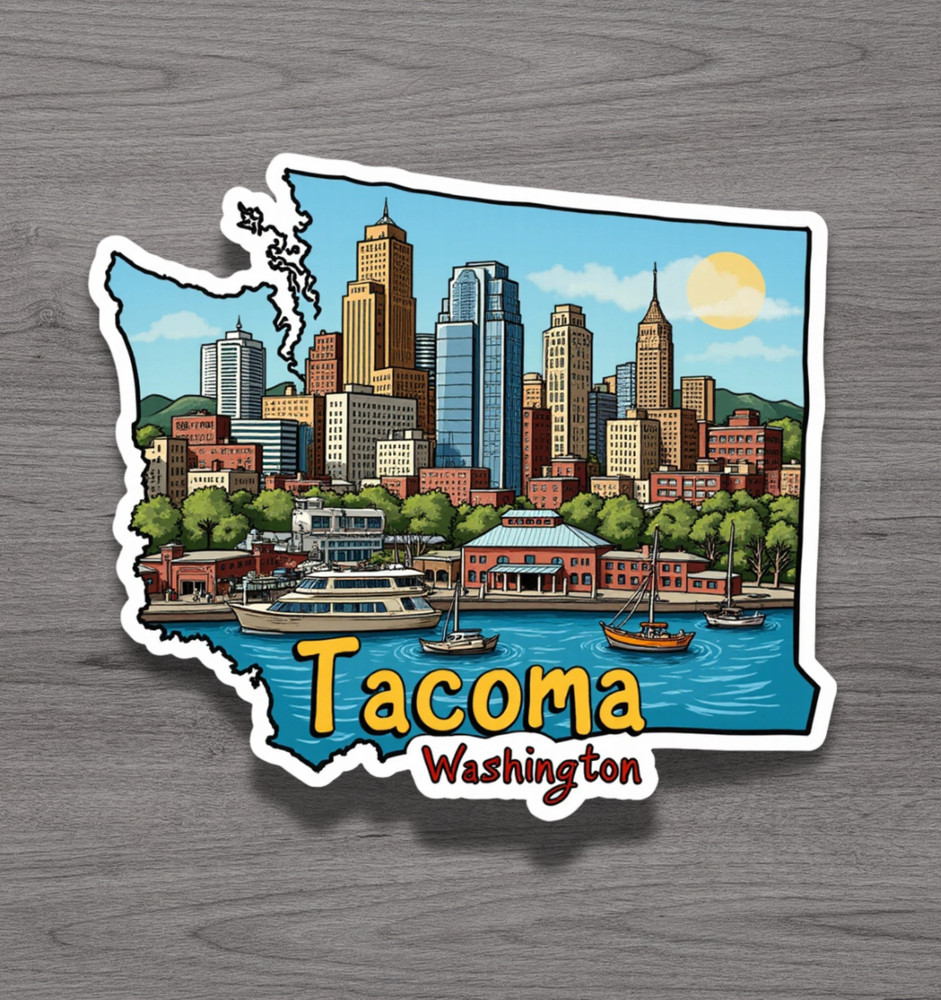Tacoma Washington Fridge Magnet or Laptop Sticker