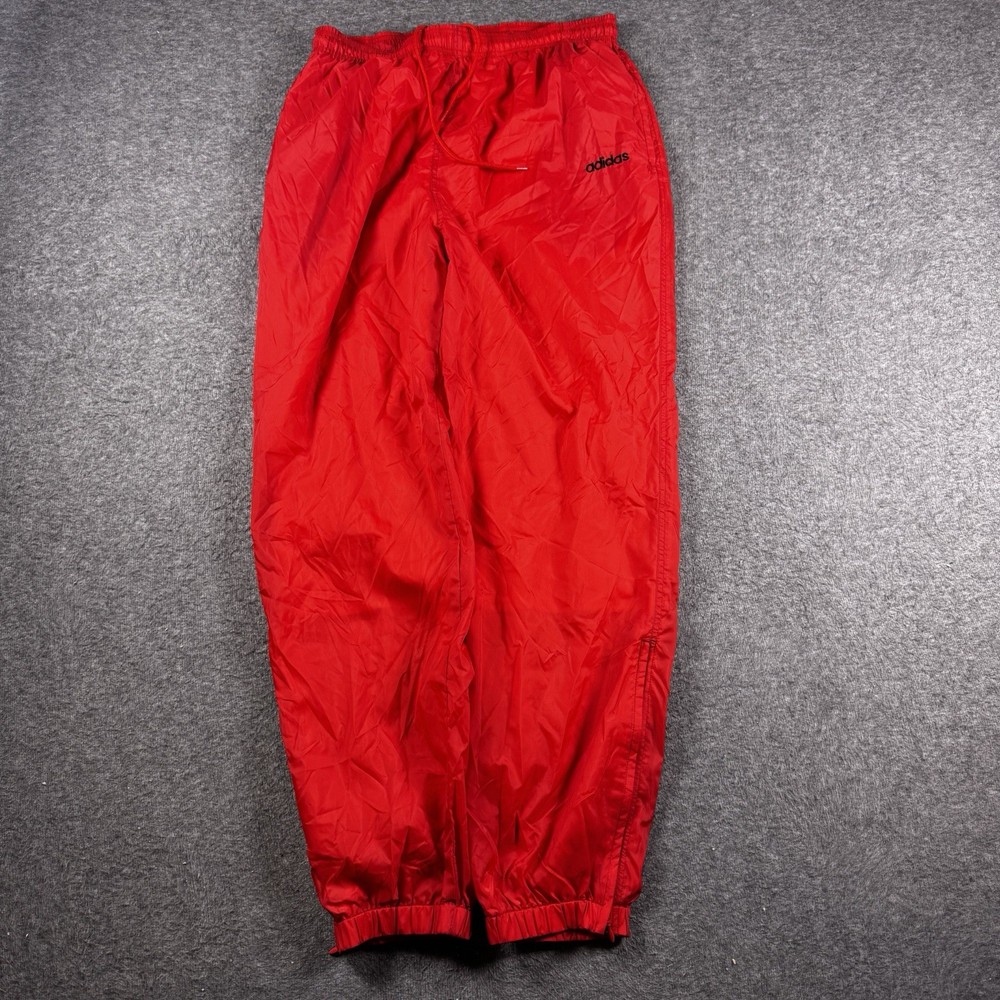 Vintage 90s Adidas Track Pants Mens XL Red Nylon Mesh Lined Loose Fit Baggy