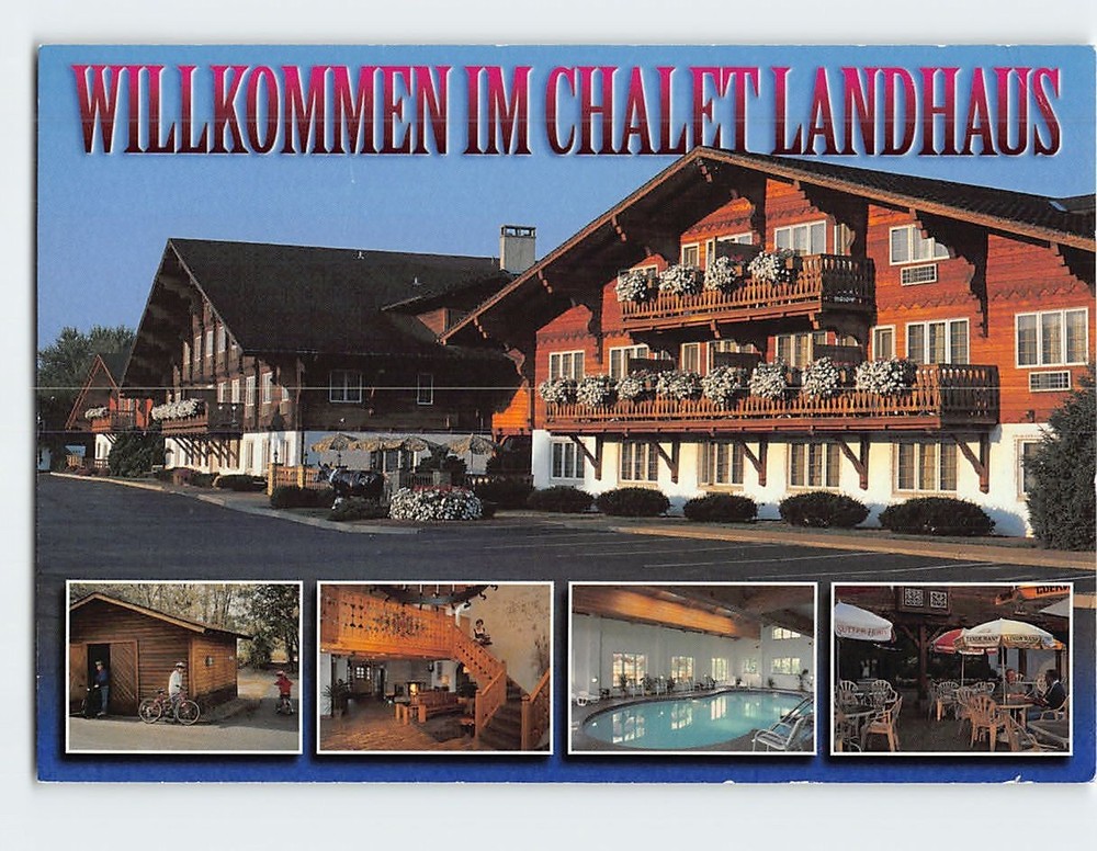 Postcard Chalet Landhaus Inn New Glarus Wisconsin USA