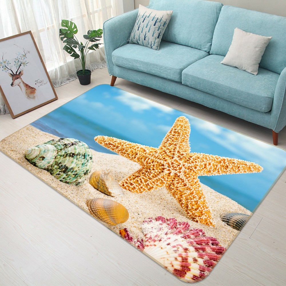 3D Beach Starfish Conch O3145 Animal Non Slip Rug Mat Elegant Photo Carpet Fay