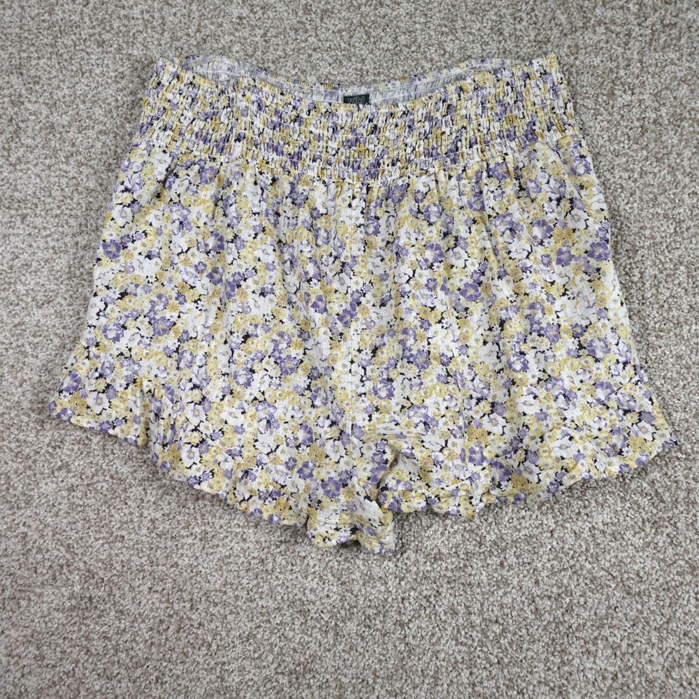 Wild Fable Womens XXL Floral Smocked Waist Shorts Print Rayon Linen Blend