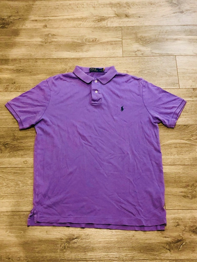Polo Ralph Lauren Men's Purple Cotton Short Sleeve Polo Medium