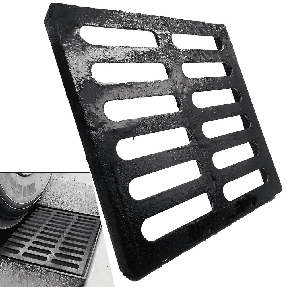 MASSLUNT Cast Iron Drain Grate 12x12 in for NDS Catch Basin, 12X12-B, Black