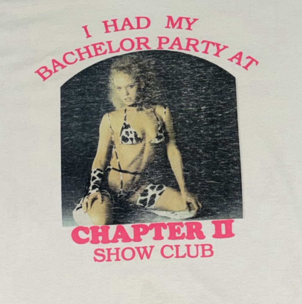 Rare Vintage 90s Chapter II Show Club Graphic Sexy Strip Club Promo Shirt Sz XL