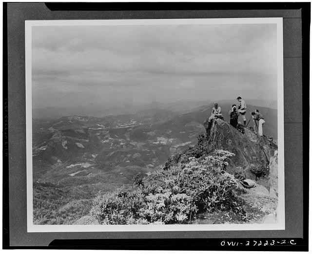 Photo:Mountain Summit View Hikers 1940s Scenic Landscape