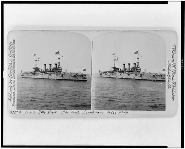 Photo of Stereograph,USS NEW YORK,Admiral Sampson's Flag Ship,c1898,Battleship