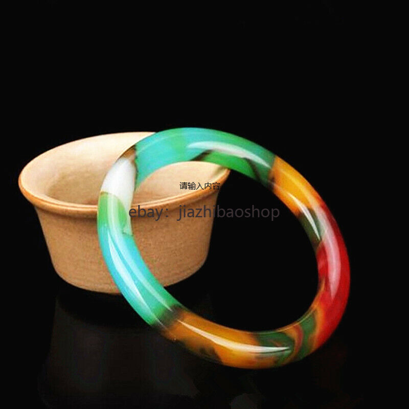 Natural Bangle Multicolour Jade Bracelet circular Genuine Jadeite Jewelry Women