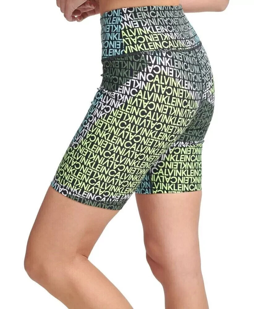 Calvin Klein NWT Performance Logo HighRise Bike Shorts Leggings Black Size M $40