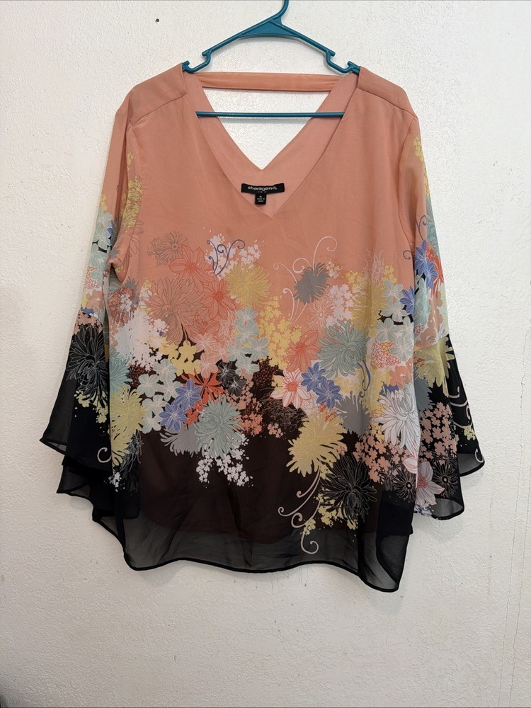 Sharagano Wms Beautiful  Blouse Size XL Boho  Cottage Core Flowy