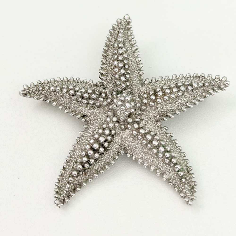 Vintage Monet Signed Large Starfish Silver Tone Brooch Pin